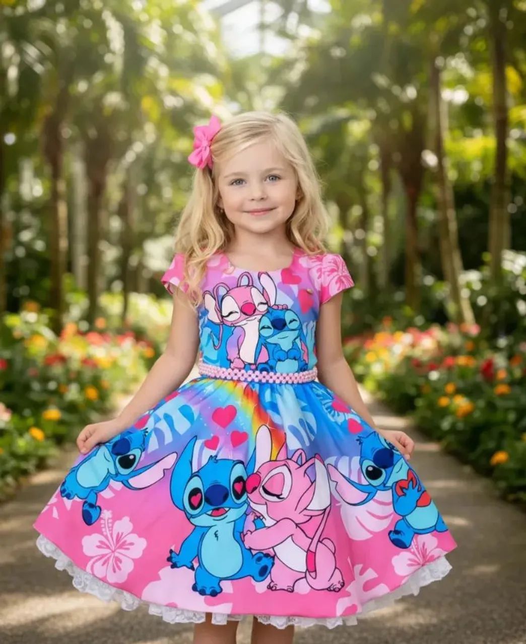 Vestido festa infantil Stitch 