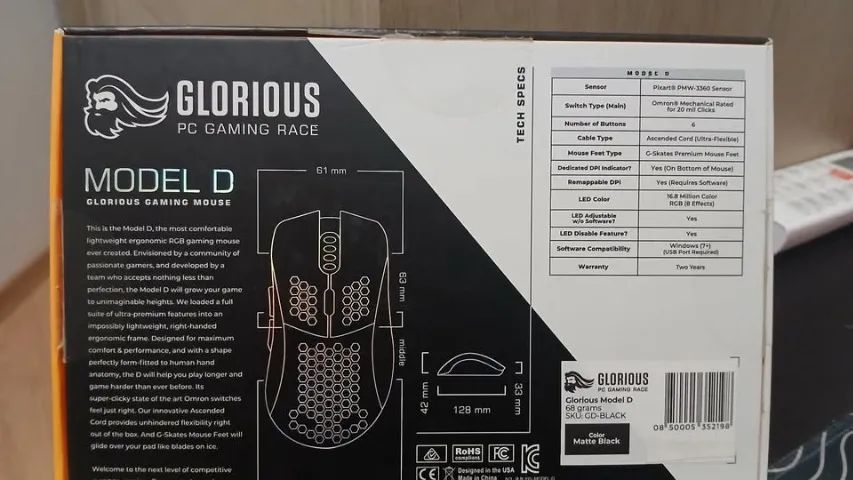 Mouse Gamer Glorious Model D Matte Black 68g - Foto 3