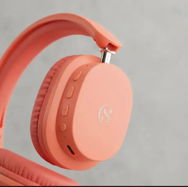 Fone de ouvido bluetooth rosa salmão recarregável tipo C cacau show almofadado confortavel - Foto 2