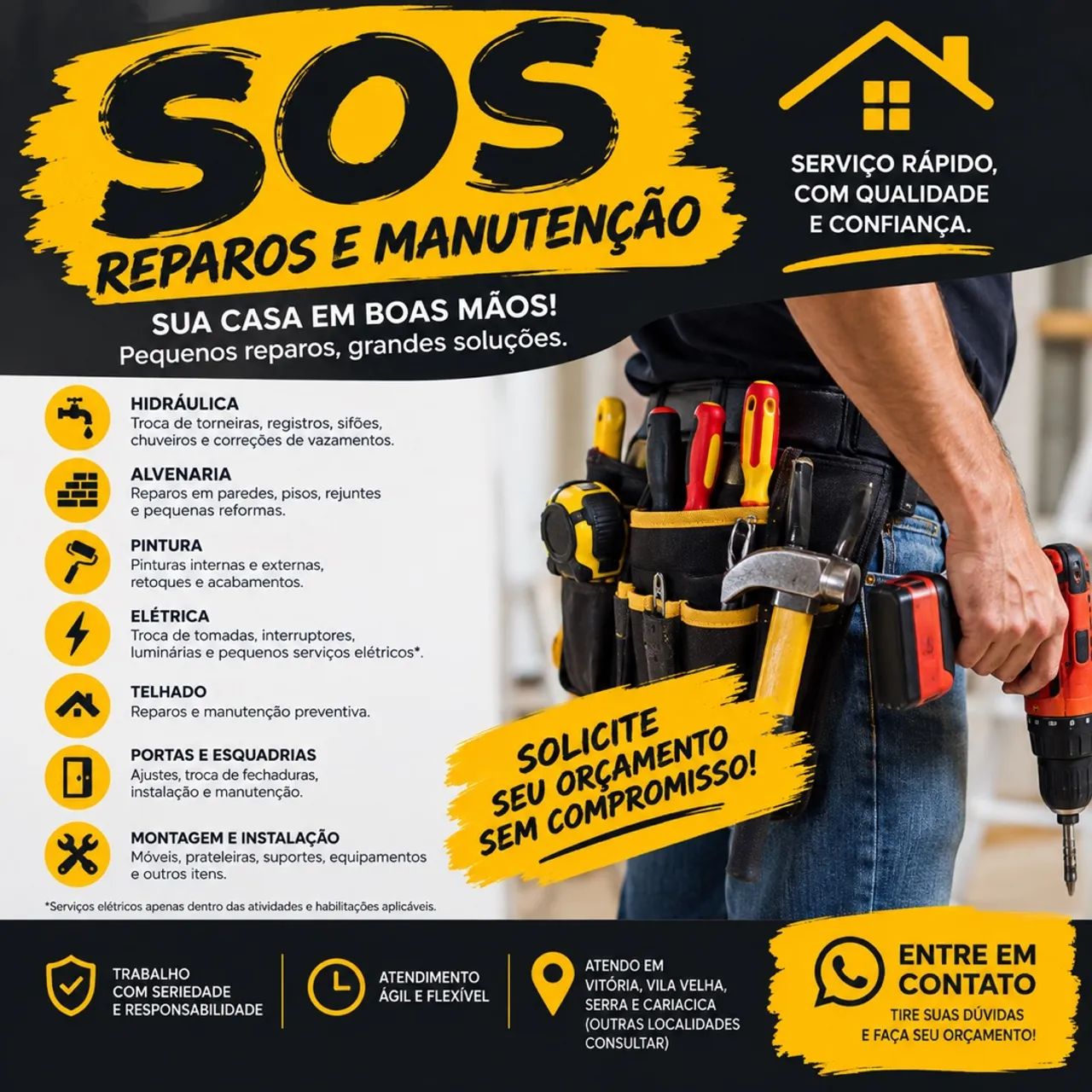 Serviços de reparos 24h.
