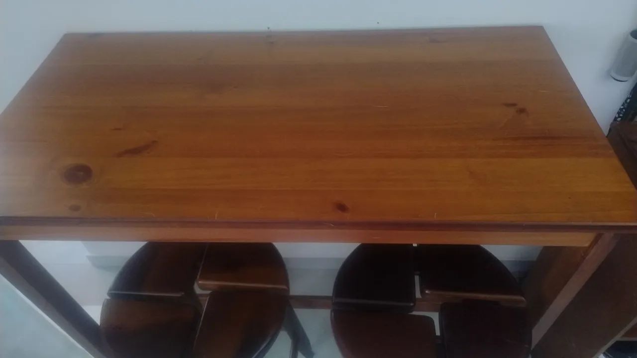 Bancada bistrô de madeira + 2 bancos de imbuia - Foto 2