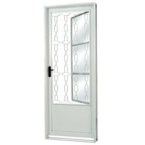 Porta c/postigo em aço branco