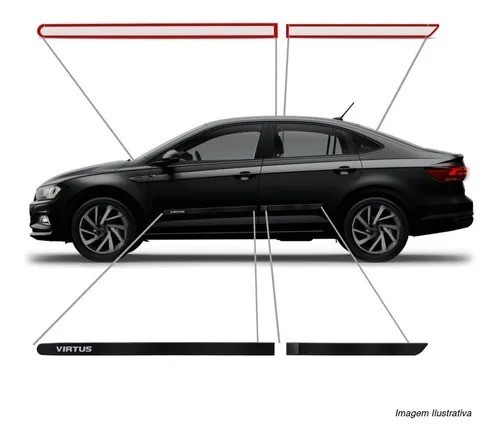 Jogo De Friso Lateral Volkswagen Virtus 2018 à 2019 - Preto Ninja - Foto 4