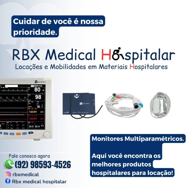Monitores Multiparamétrico cadeira de rodas andadores e muleta para aluguel em Manaus