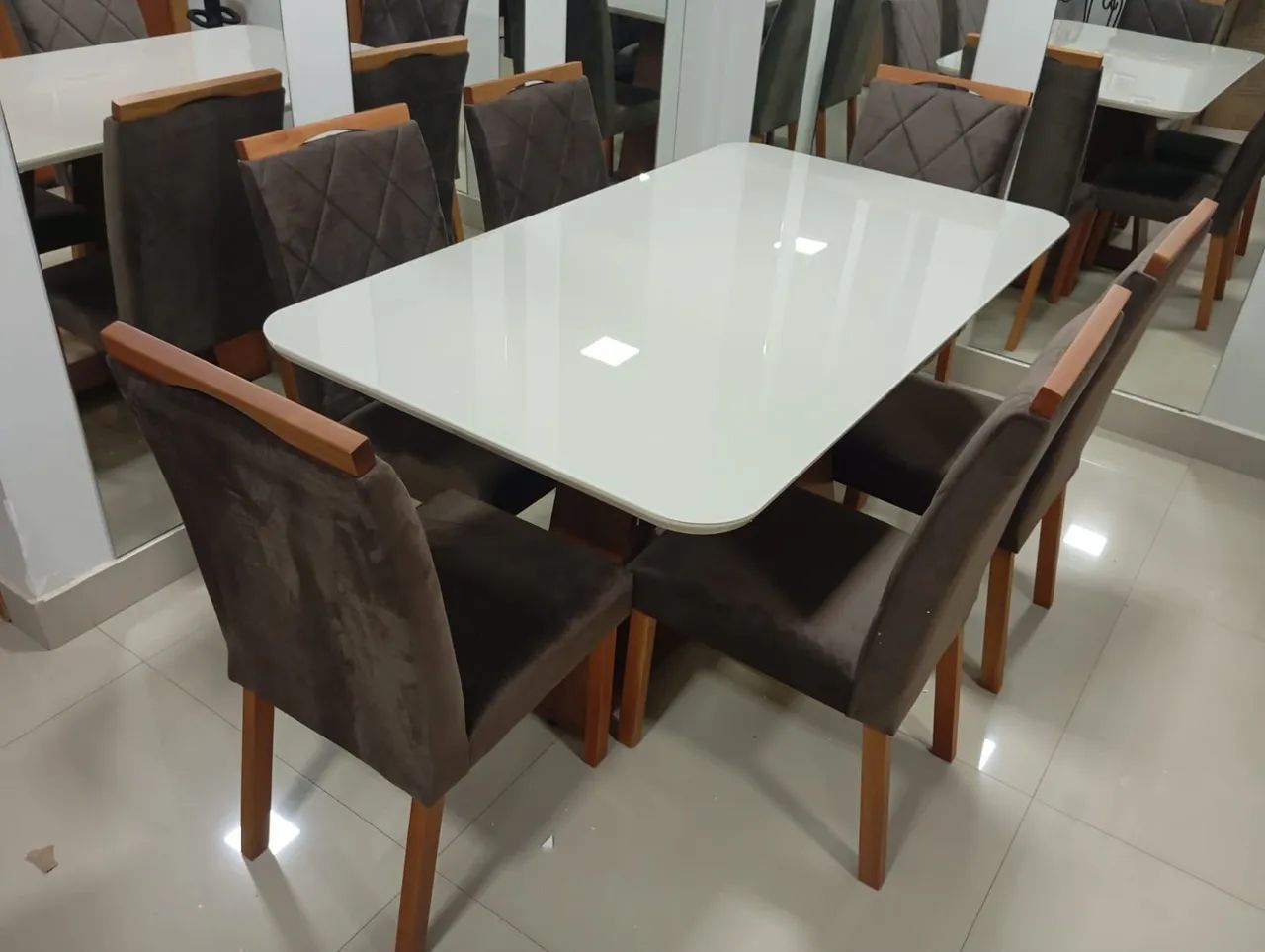 Mesa de jantar Xangai 6 lugares cadeiras em madeira