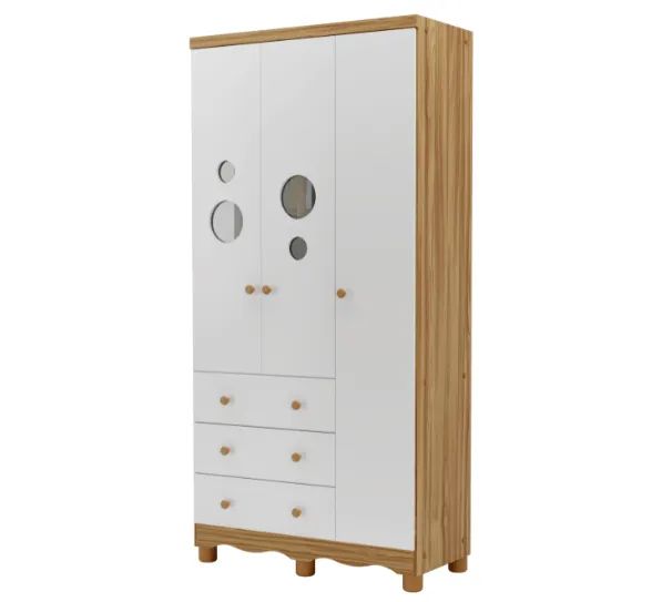 Roupeiro Infantil 100% MDF Bolinha 3 Portas - Peroba - Foto 3