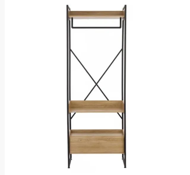 Closet novo com 1 Gaveta 2 Prateleiras e 1 Cabideiro, cor freijó e preto fosco - Foto 2