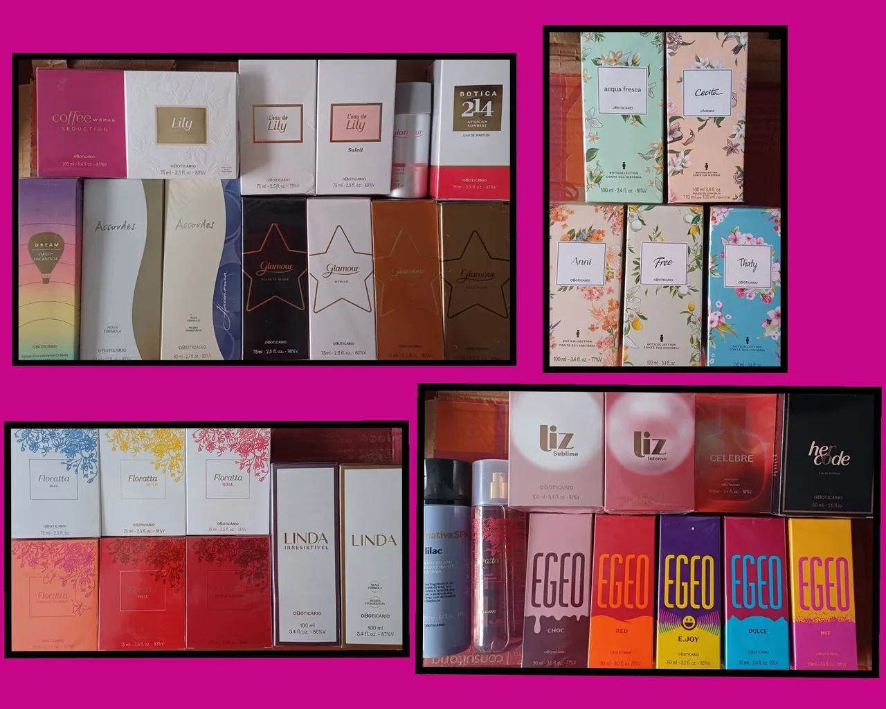 Perfumes Boticário femininos (De 78 a 240)