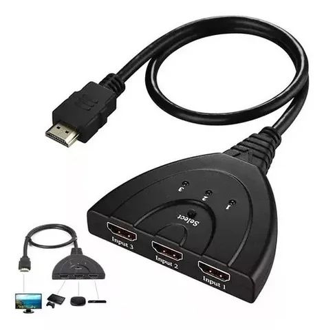 Divisor Hdmi Switch 3x1 Adaptador Cabo 3 Entradas E 1 Saída