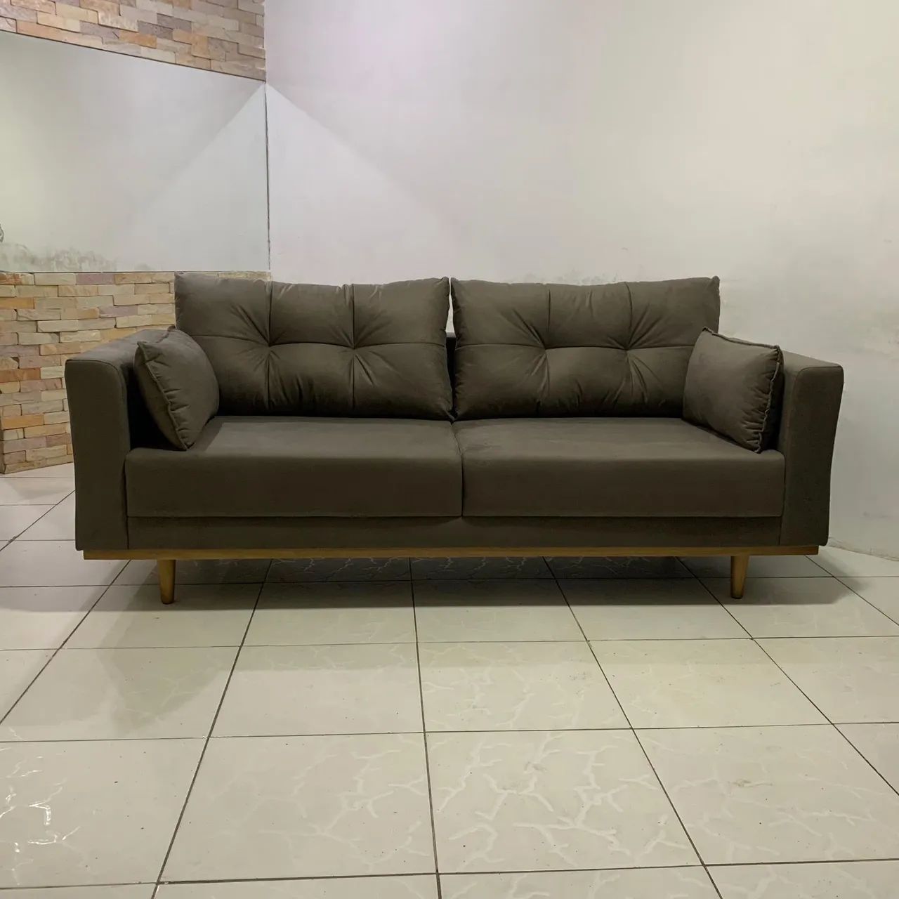 Sofa retratil em sued veludo 2.20  - Foto 2