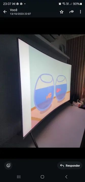 Vendo tv CURVA 55' SAMSUNG MU 7500. com defeito na tela. Mancha a esquerda.   - Foto 3