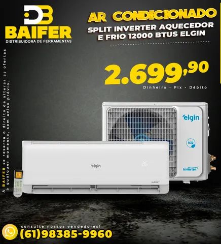 Ar-condicionado Split Inverter aquecedor e frio 12000 BTUs Elgin