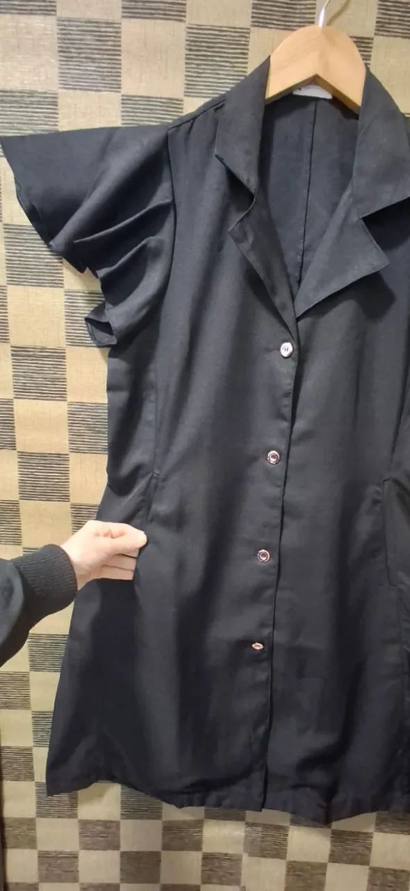 Jaleco Manga Cavada Enfermagem, Estética Hospitalar Fisioterapia PretoTam 40 - Foto 5