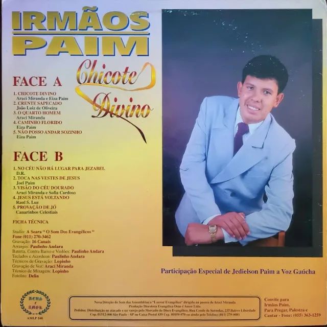 Lp Disco de Vinil Gospel Evangélico Irmãos Paim - Chicote Divino - Raro - Foto 2