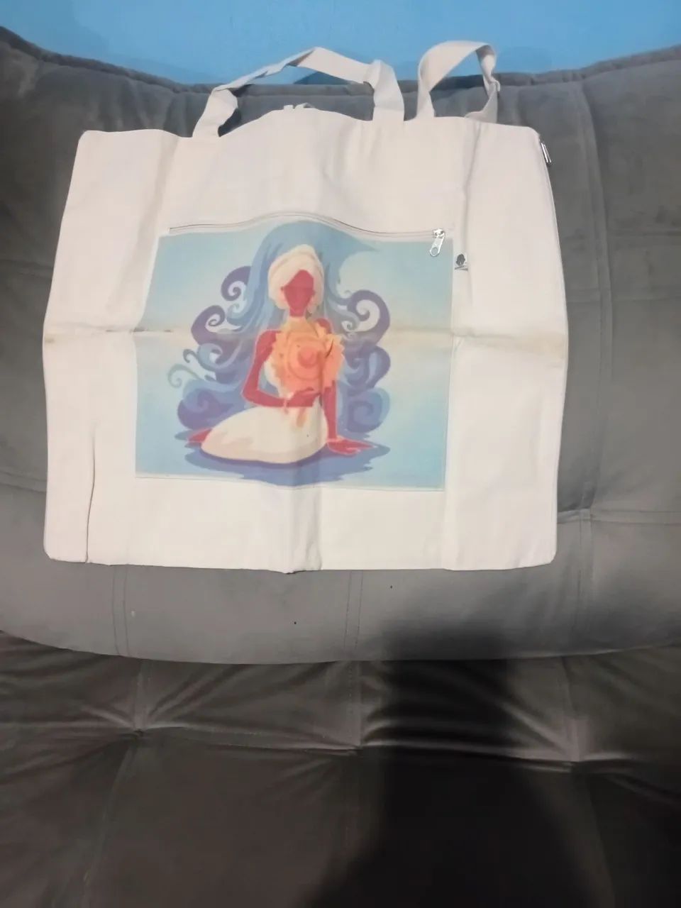 Bolsa grande tecido cru - Foto 3