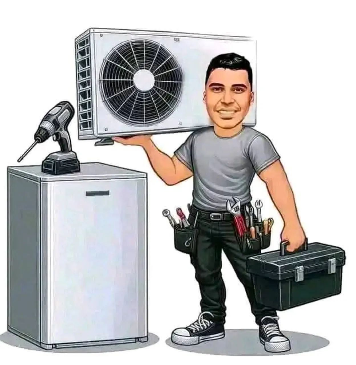 Ar condicionado, Geladeira e máquina 