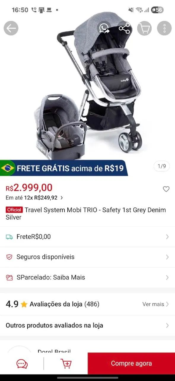 Carrinho de Bebê Safety 1st 3 em 1 - Entrego na sua casa - Foto 5