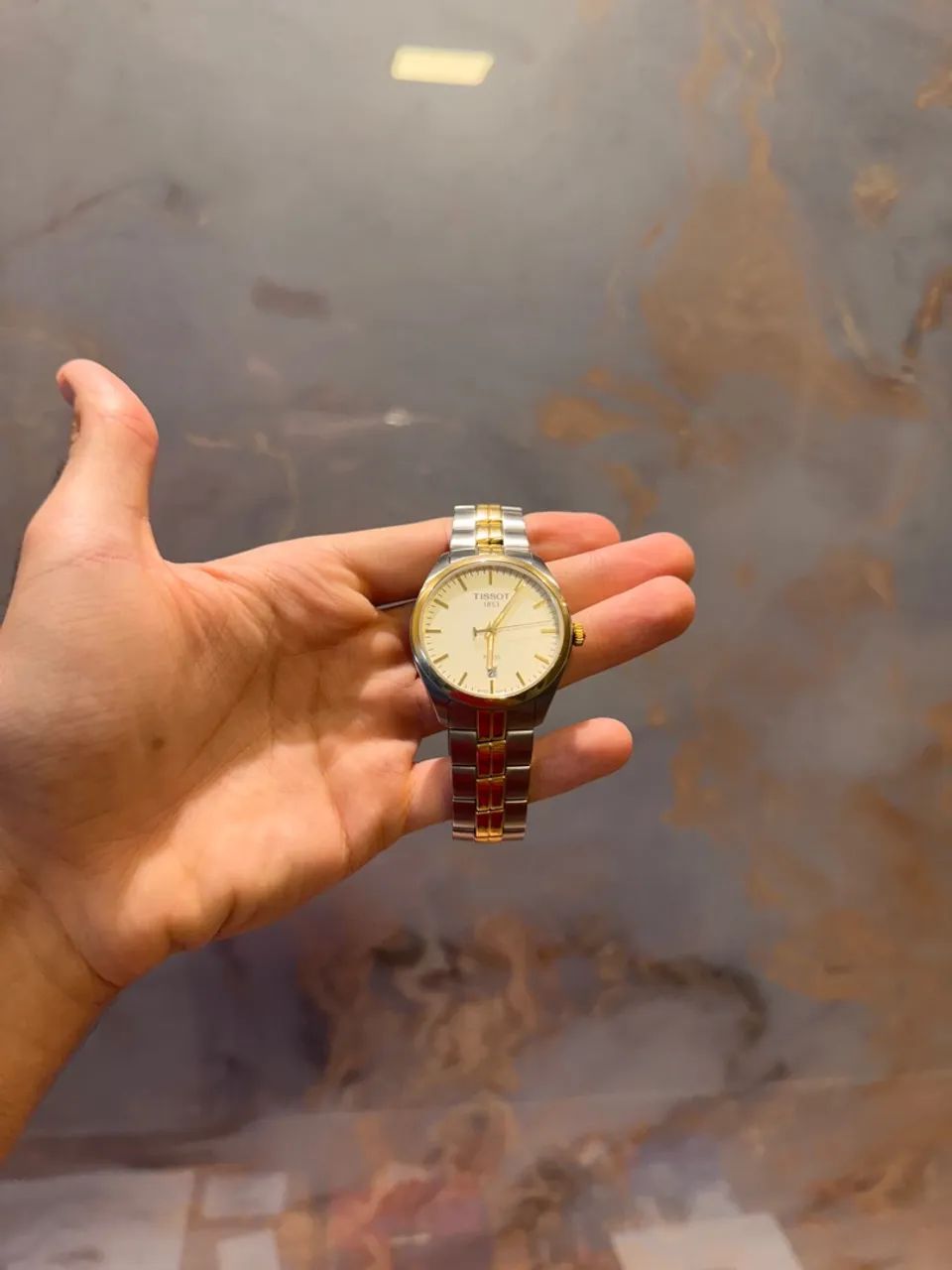 relógio tissot pr100 bicolor ouro e aço original - completo
