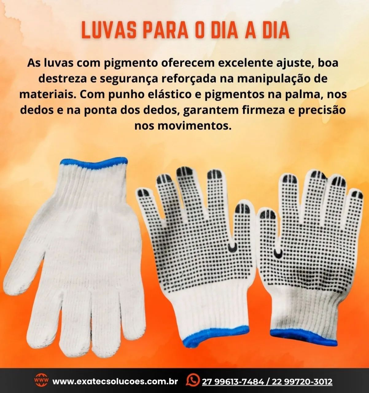 Luva de Algodão com Pigmento.Embalagem com 12 un<br>