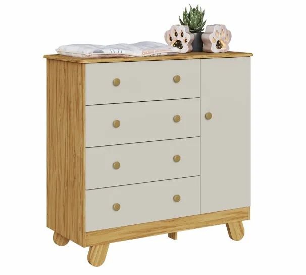 Comoda Pingo 1 Porta Lisa, 100% MDF - Peroba - Foto 2