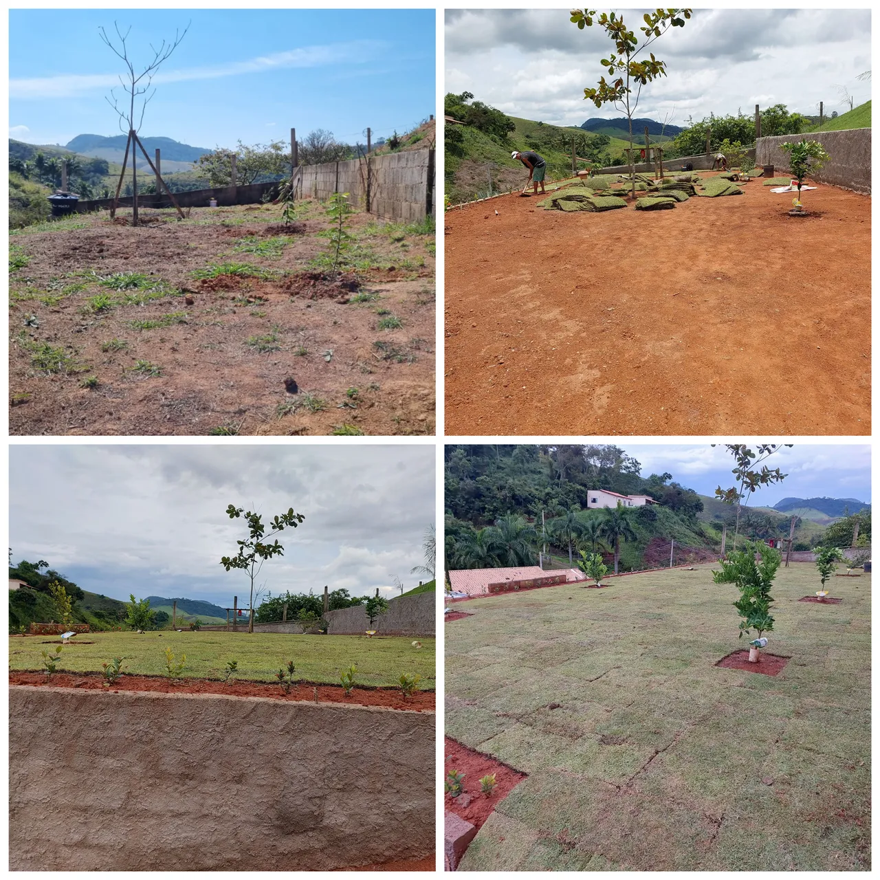 Implantação de gramados e calçamentos.