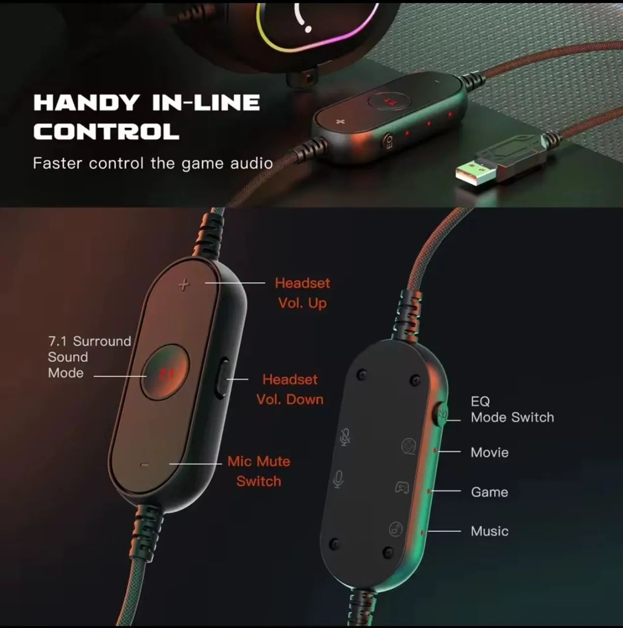 Headset Fifine H6 USB 7.1 RGB Com Microfone Destacável e Controle de Volume - Foto 3