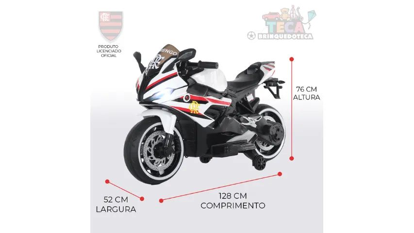  Moto Elétrica Infantil Flamengo - Oficial (ed Limitada)- para 2 a 8 anos  - Foto 4
