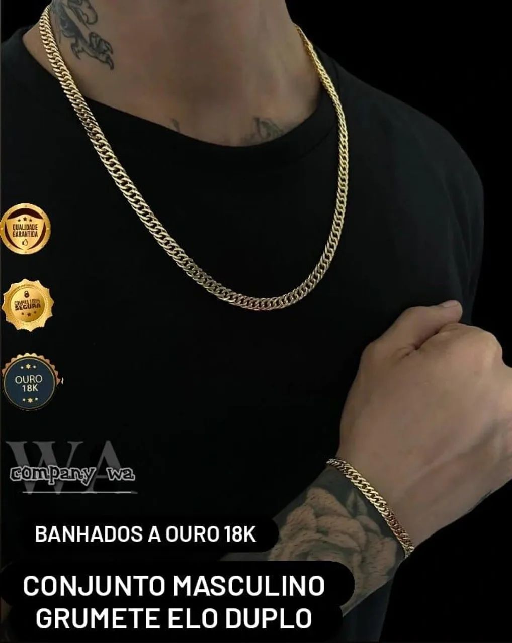 KIT CORDÃO MASCULINO BANHADOS A OURO 18K  - Foto 3