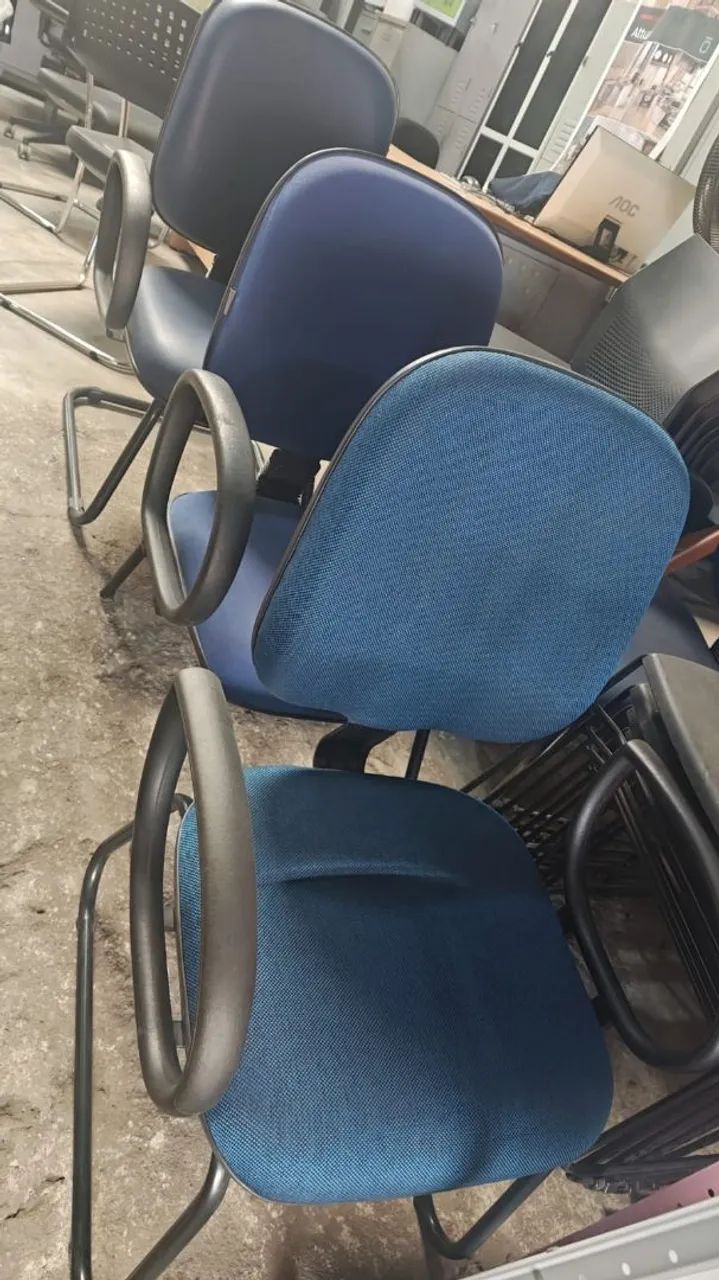 Cadeira DIRETOR  Escritório Azul com Braços  - Foto 4