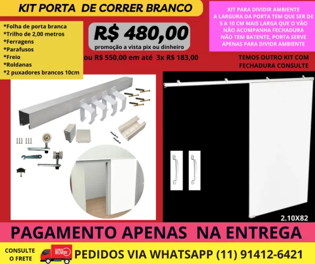 Porta porta de correr cod p55 2.10 x 0,72 - consulte frete