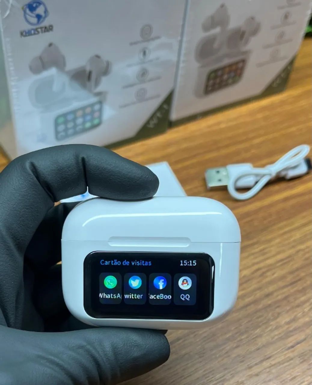 Fone Bluetooth WT-1 Touch Screen - Cancelamento de Ruído, Tela Touch e Entrega grátis! - Foto 4