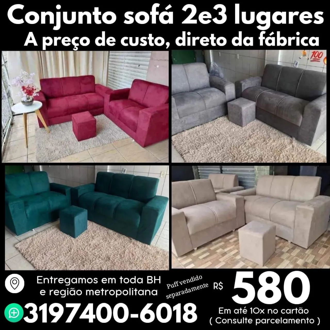 Sofá  2 e 3 lugares em promoção de fábrica 