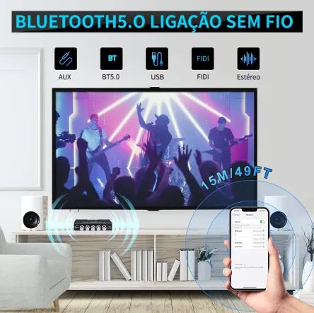 Receiver(central home theater), com controle de grave e treble, Estéreo, Bluetooth e Aux - Foto 2