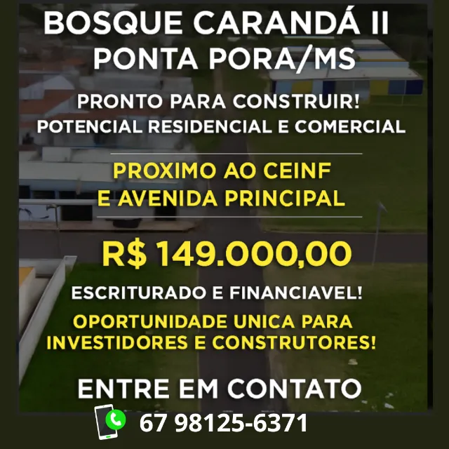 TERRENO ESQUINA EM PONTA PORÃ