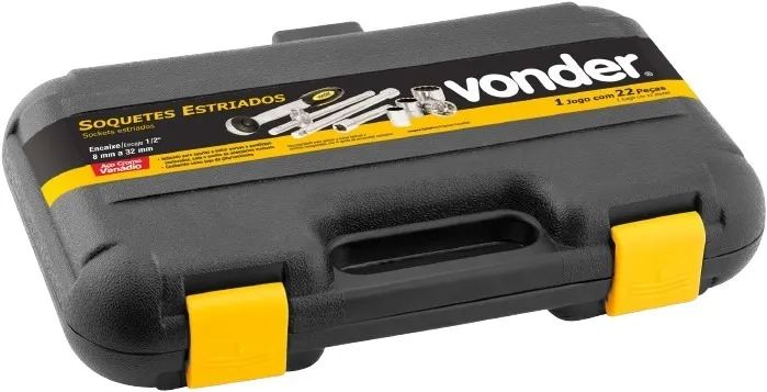 Jogo de Soquete Estriado 1/2 com 22 Peças - Vonder  - Foto 2