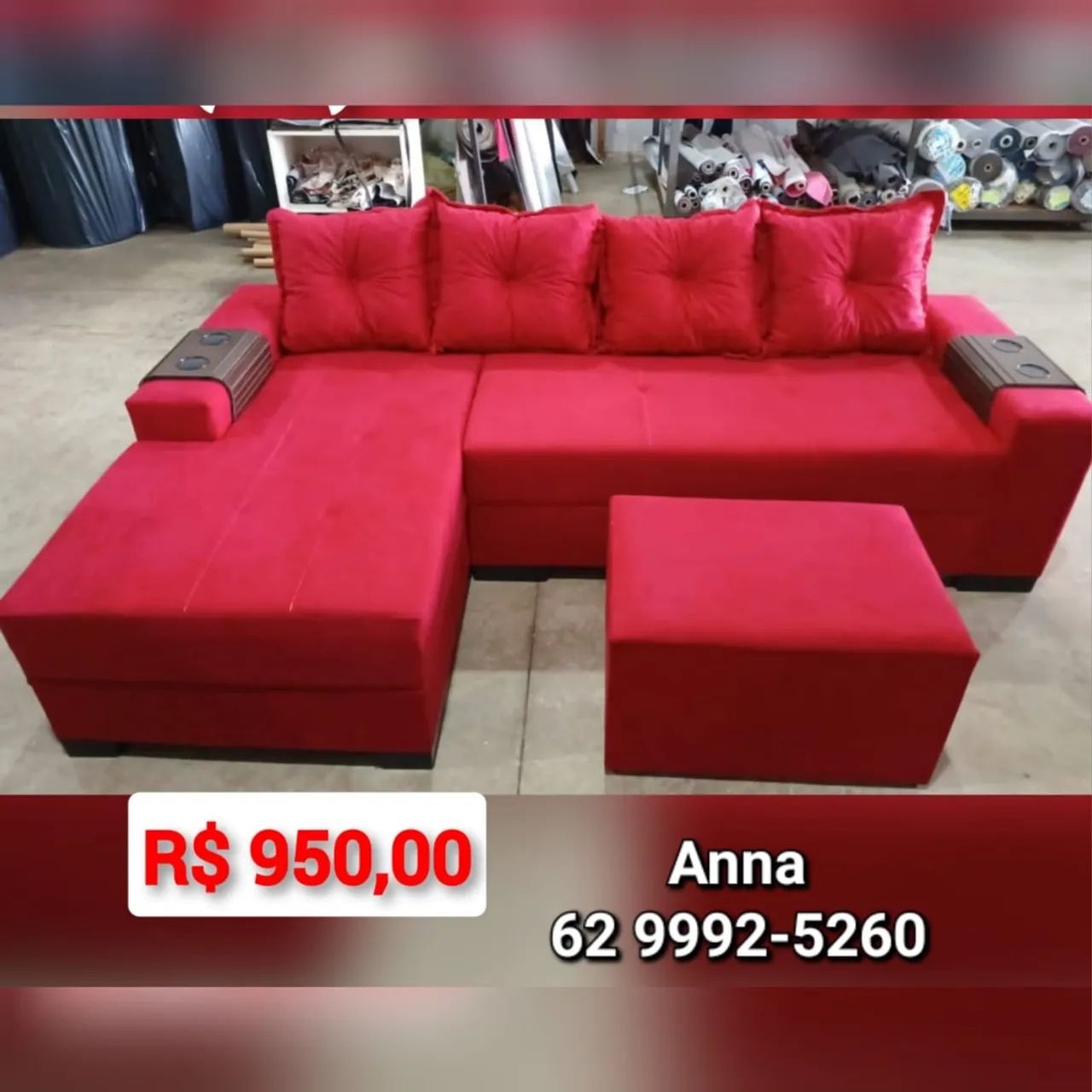 Sofá Vermelho com Puff (///.///)65581374996995120