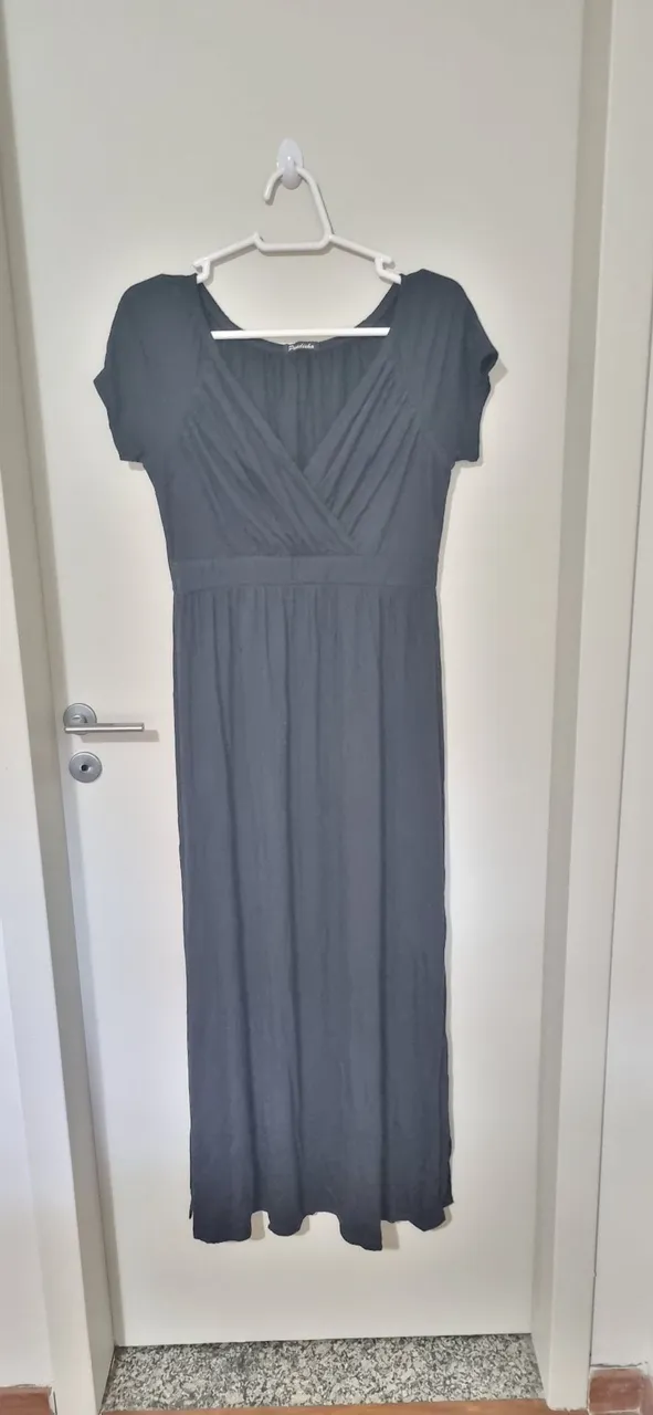 Vestido longo preto elegante Gestante
