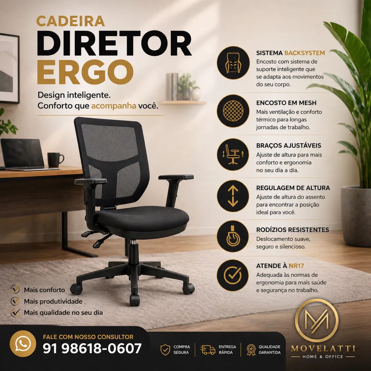 Cadeira diretor Ergon Back system 
