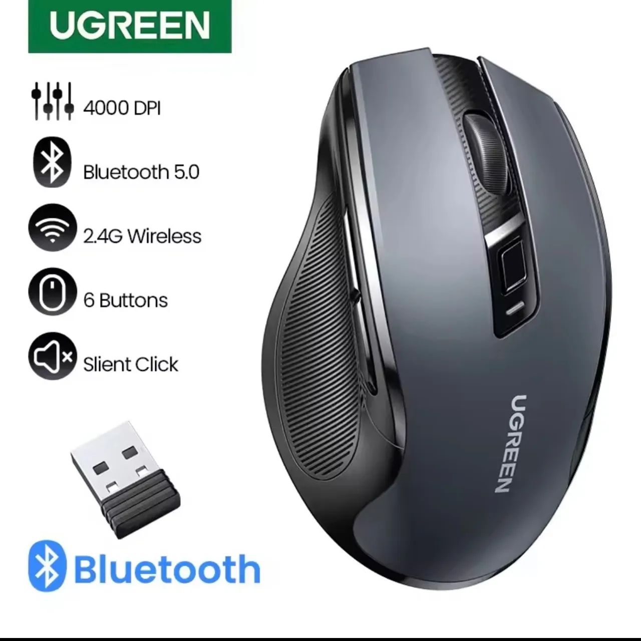 Mouse Ugreen Macbook Notebook Pc Sem Fio Bluetooth Wireless 