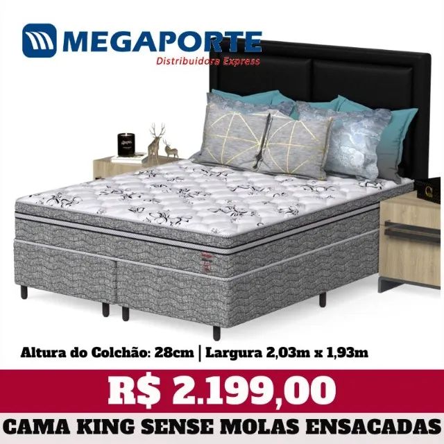 Cama Box Casal King Molas Ensacadas (Novo) Entrega Grátis! 