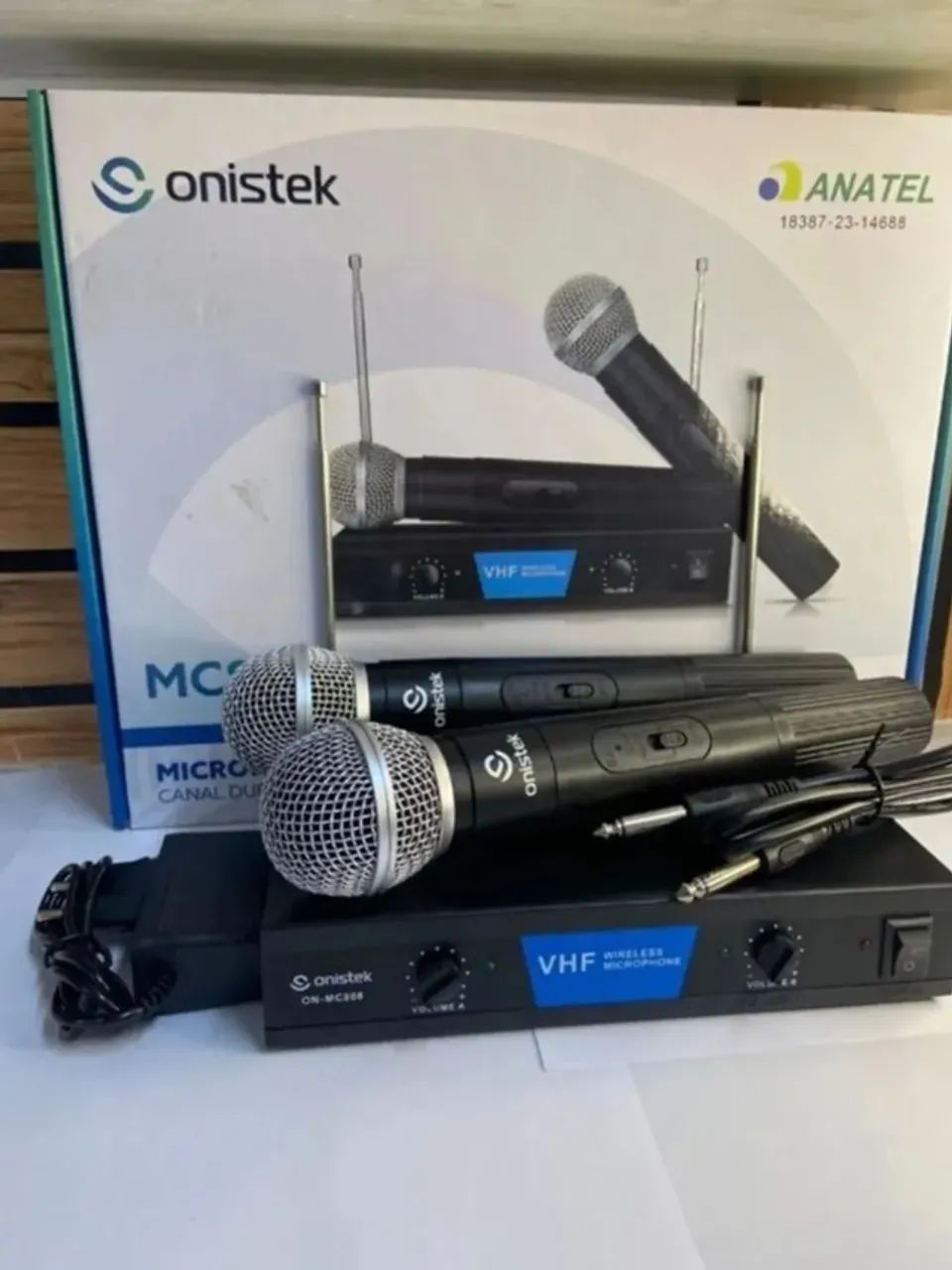 Microfone Onistek MC808 Sem Fio VHF Canal Duplo Novo - Microfones