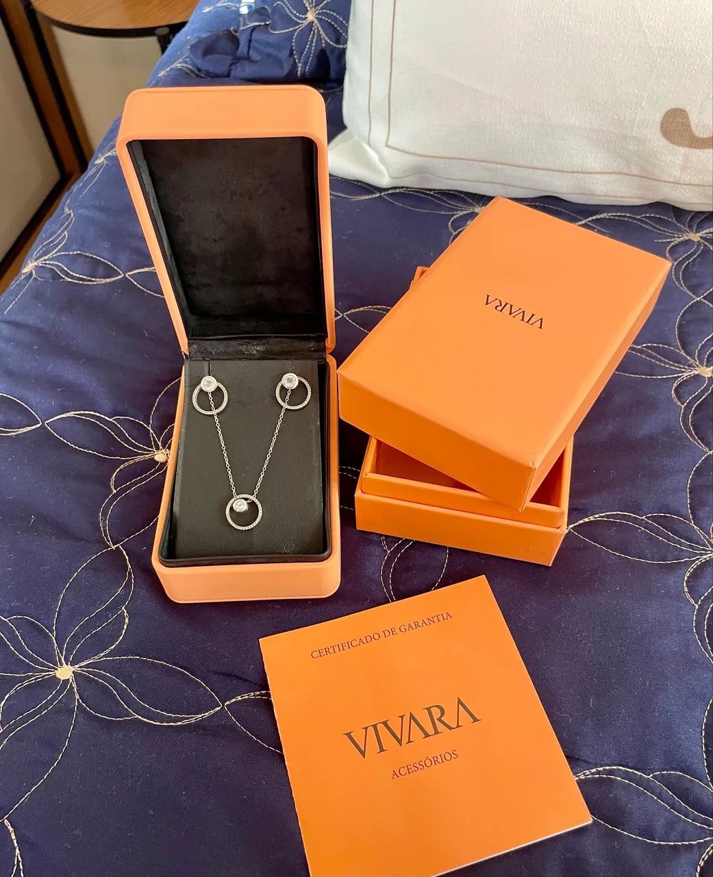 Conjunto Vivara colar + brinco