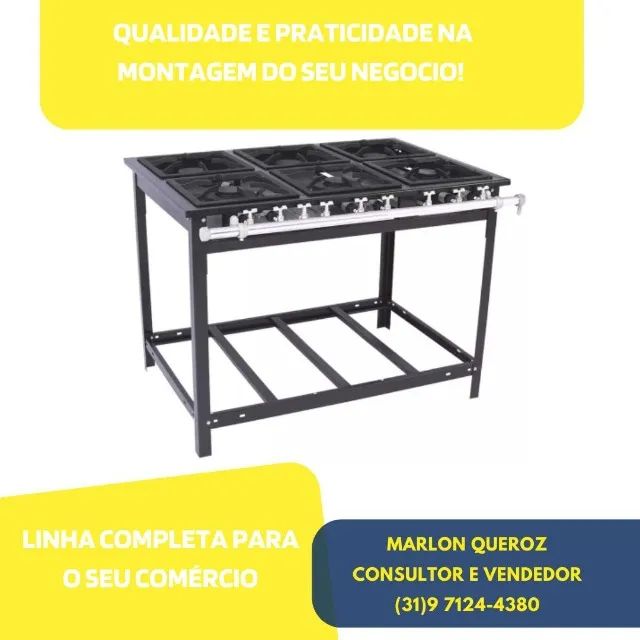 Fogão Industrial 6 Bocas Cristal Aço