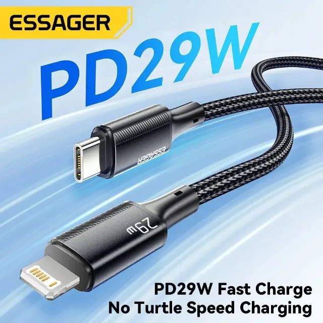 Cabo iPhone Turbo 29W PD Essager USB-C Lightning - Foto 2