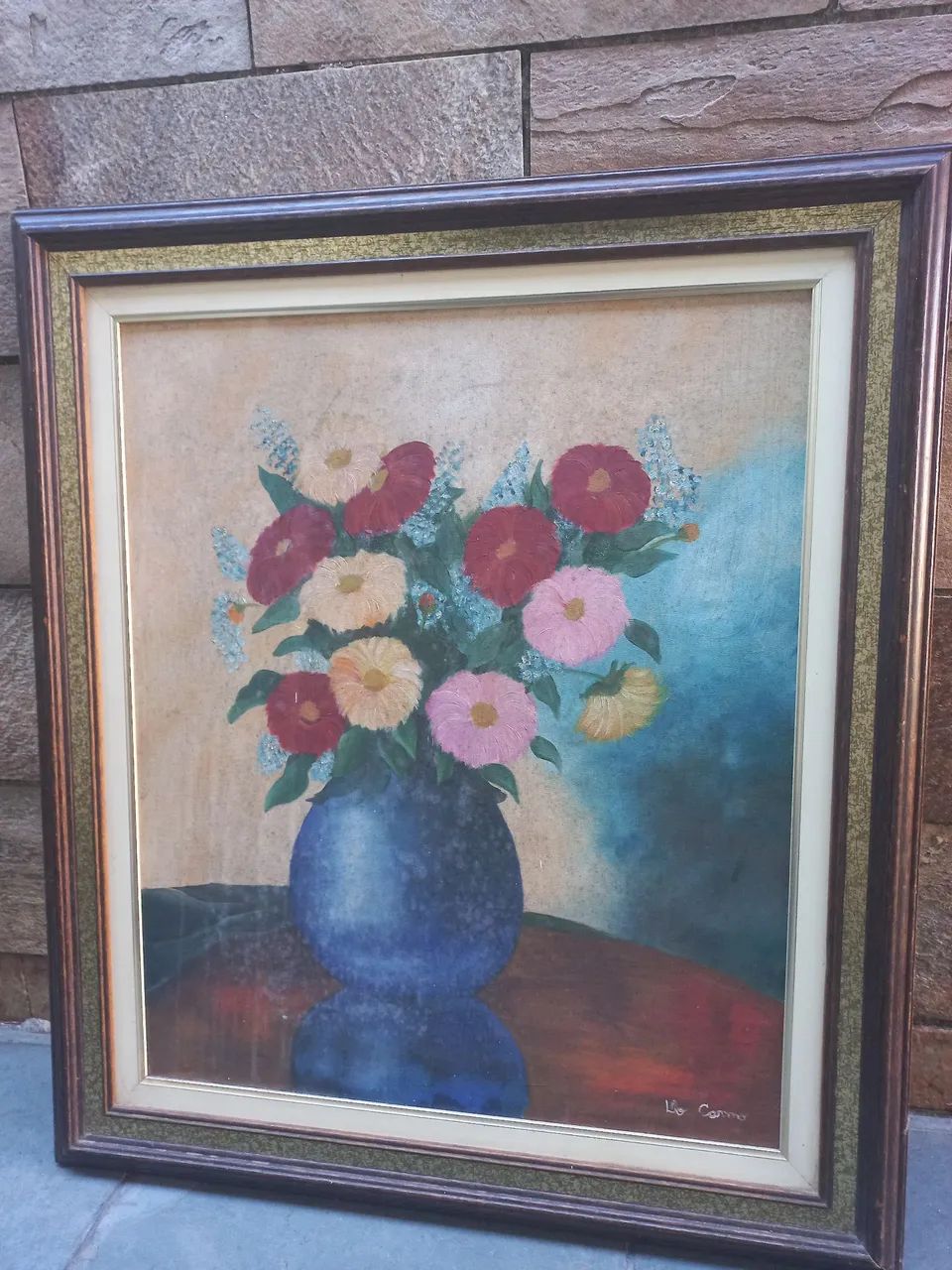 Quadro antigo moldura madeira 66x75  - Foto 2