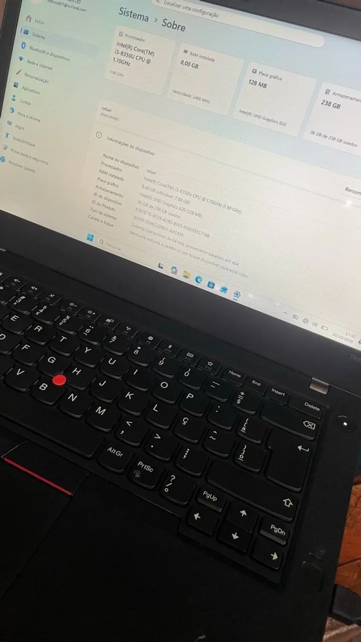 Notebook lenovo thinkpad T480 - Foto 3