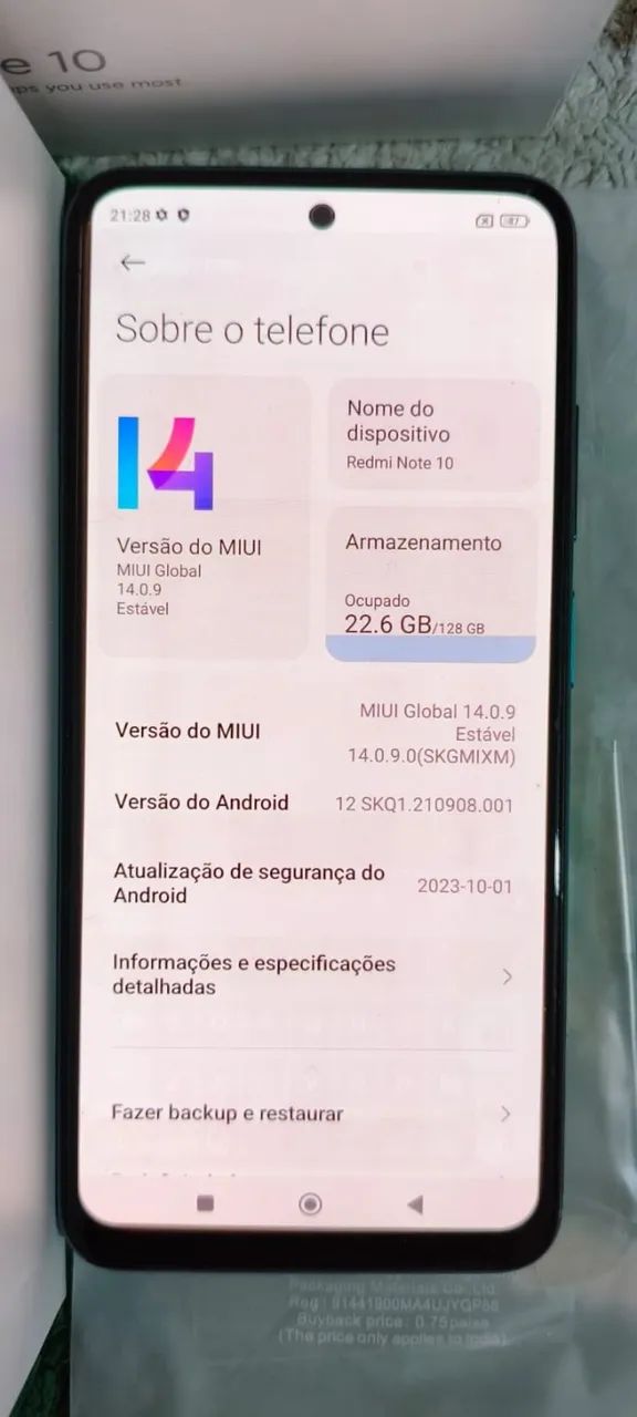 Xiaomi Redmi Note 10 5g Dual Sim 4gb 128 Gb (Usado) Todo Original funciona perfeitamente. - Foto 4