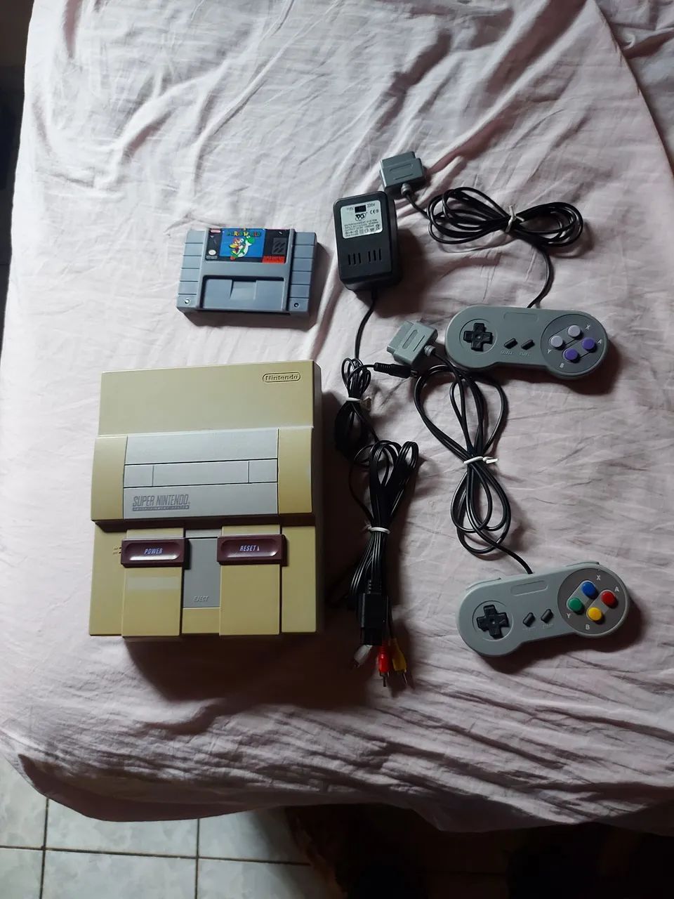 Super Nintendo completo com mario world 