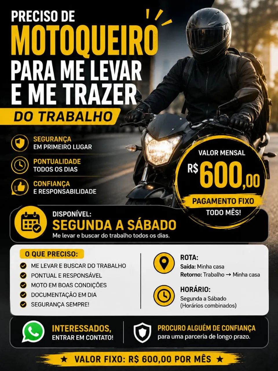 Motorista prestador de serviços