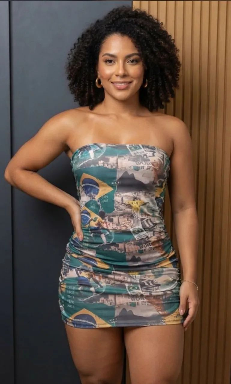 Vestido estampa do Brasil 
